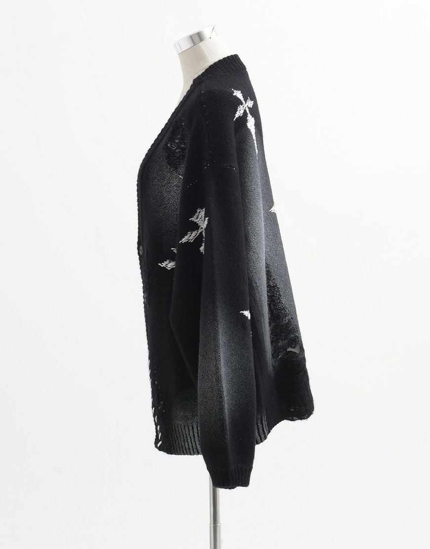 REFLEM【レフレム】クラッシュクロスWジャガードカーディガン/全2色