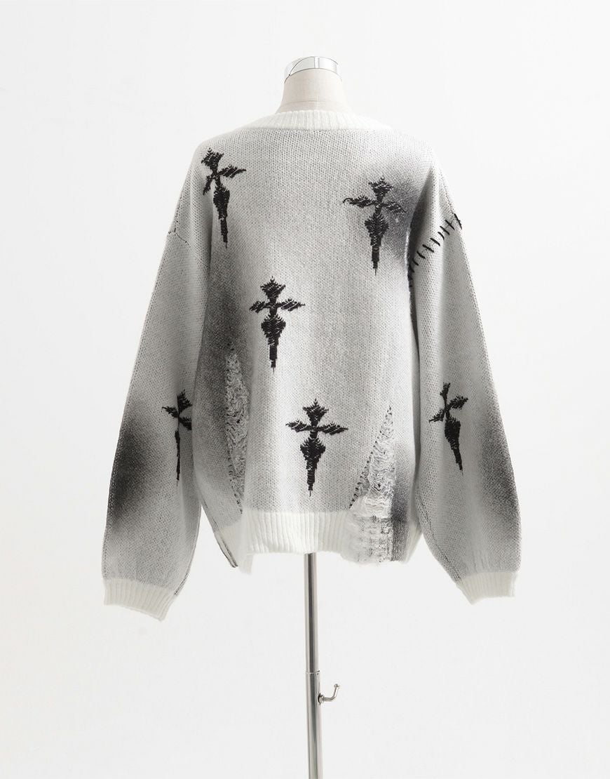 REFLEM【レフレム】クラッシュクロスWジャガードカーディガン/全2色