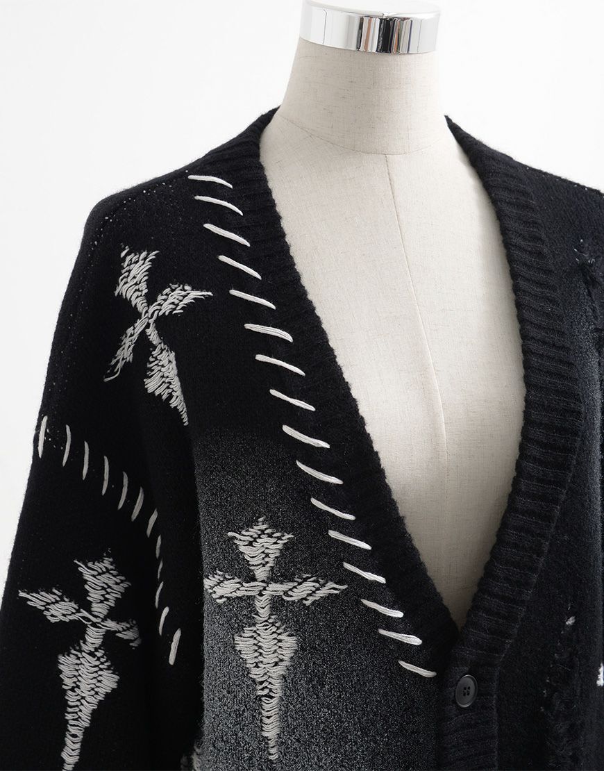 REFLEM【レフレム】クラッシュクロスWジャガードカーディガン/全2色