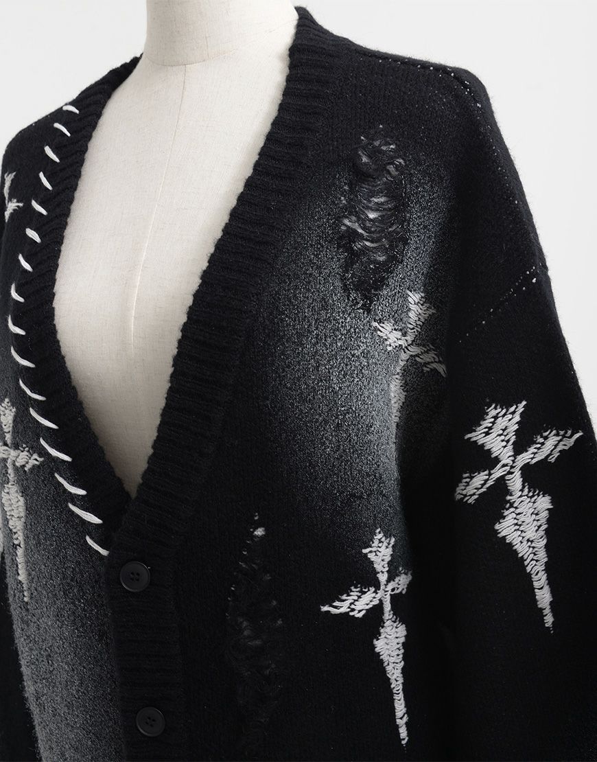 REFLEM【レフレム】クラッシュクロスWジャガードカーディガン/全2色