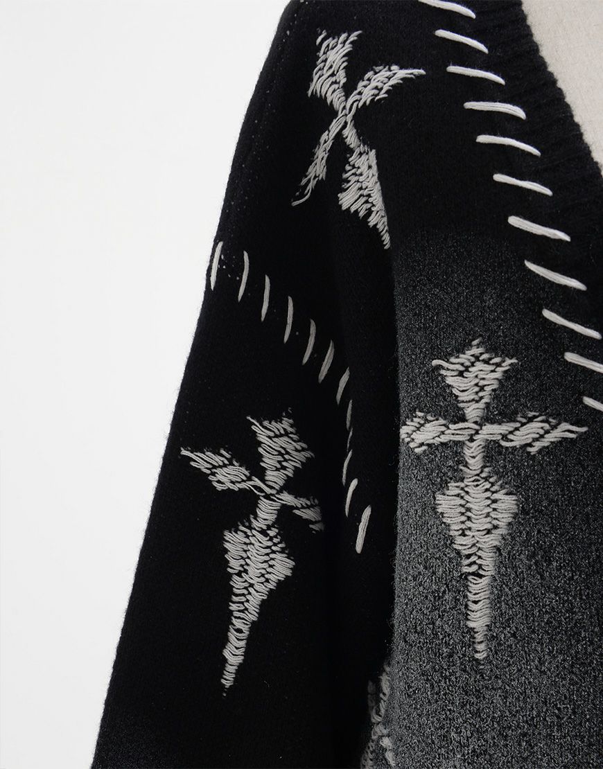 REFLEM【レフレム】クラッシュクロスWジャガードカーディガン/全2色