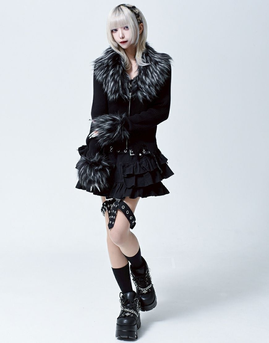 REFLEM【レフレム】ファー付きジップニットカーディガン/全2色