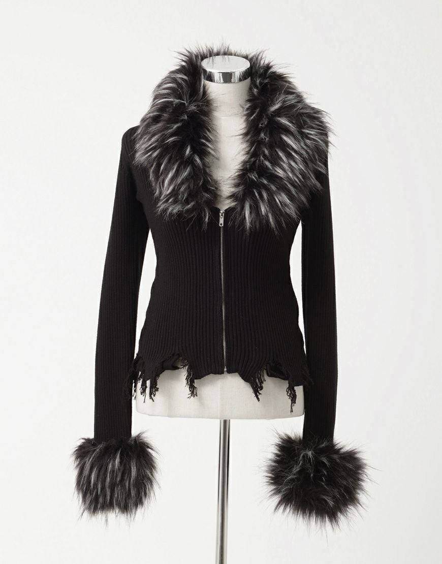 REFLEM【レフレム】ファー付きジップニットカーディガン/全2色