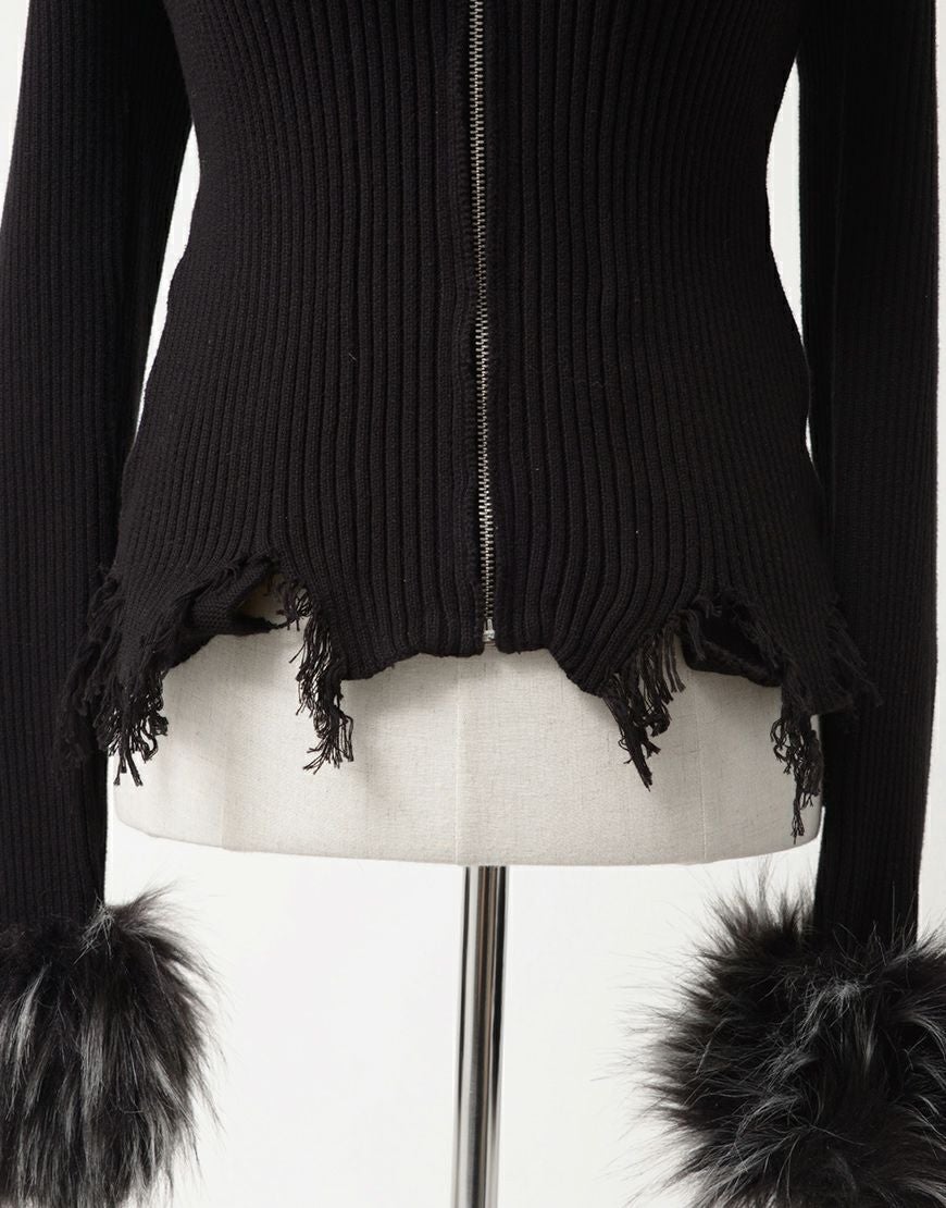 REFLEM【レフレム】ファー付きジップニットカーディガン/全2色