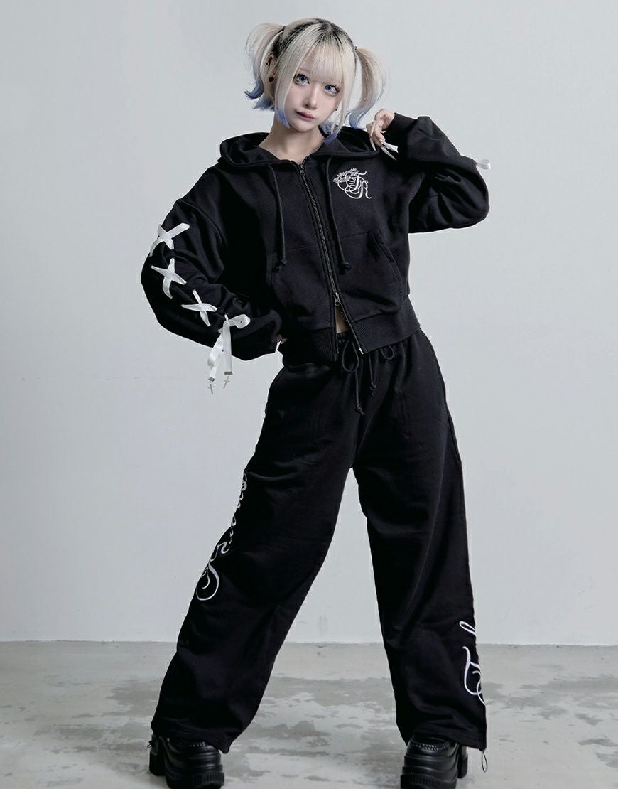 TRAVAS TOKYO【トラバストーキョー】ロゴ刺繍スウエットジップパーカー