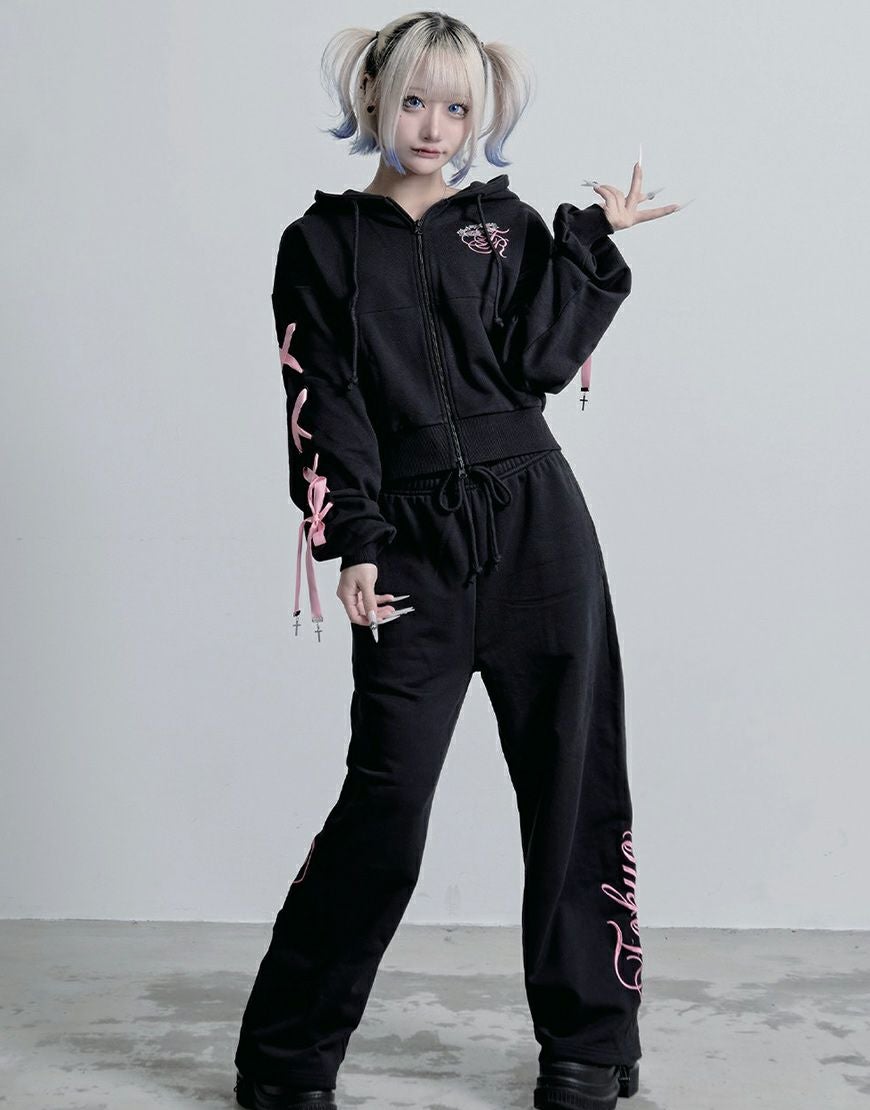 TRAVAS TOKYO【トラバストーキョー】ロゴ刺繍スウエットジップパーカー