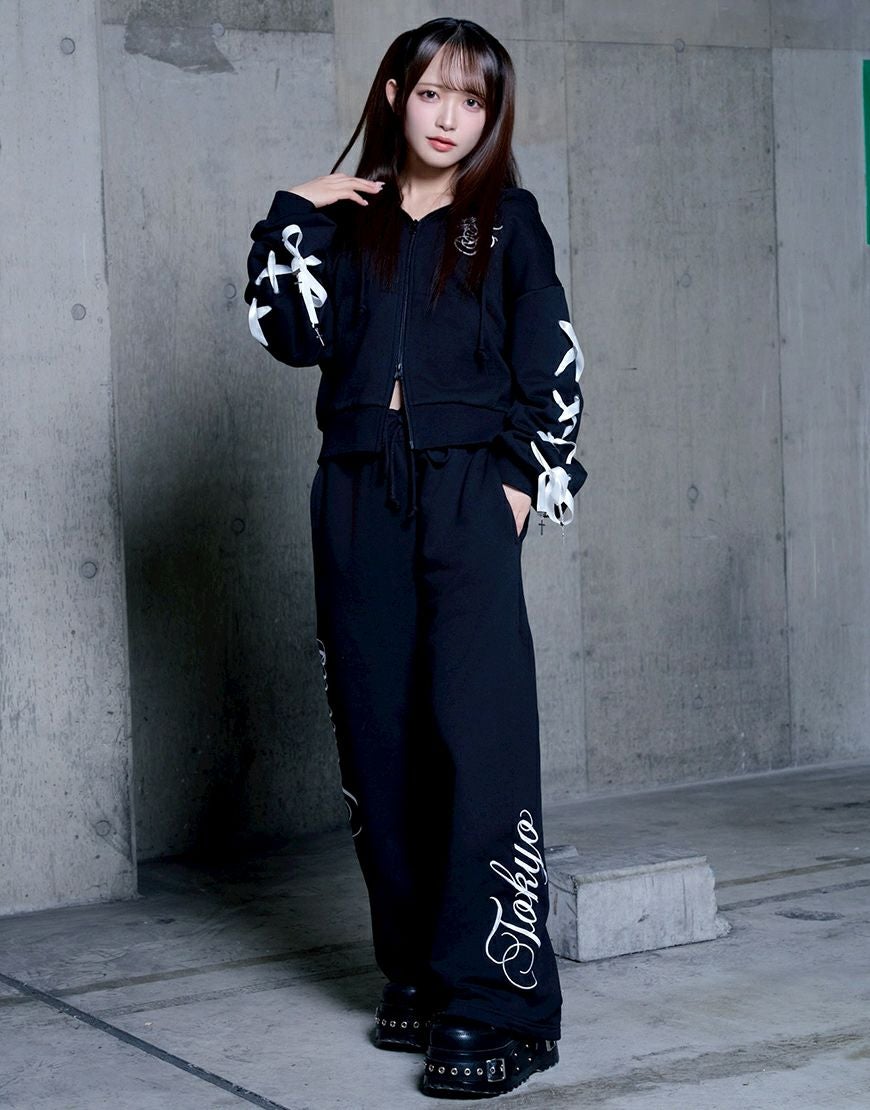 TRAVAS TOKYO【トラバストーキョー】ロゴ刺繍スウエットジップパーカー