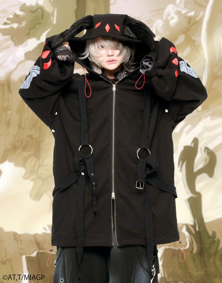 Gamchu Faputa hoodie メイドインアビス ファプタ ブラック Gamchu【ガムチュ】Gamchu × Faputa motif Zip-up hoodie/全2色