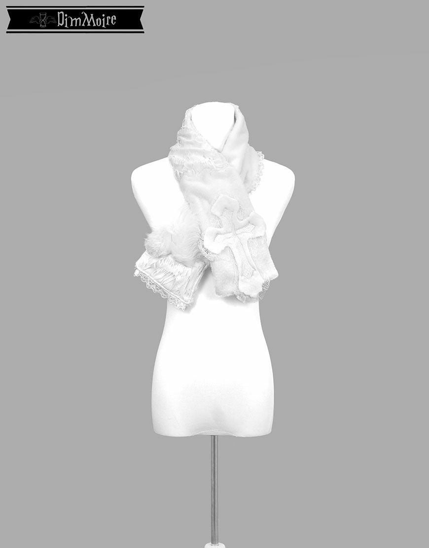 DimMoire【ディムモアール】十字の誓いつぎはぎマフラー/White