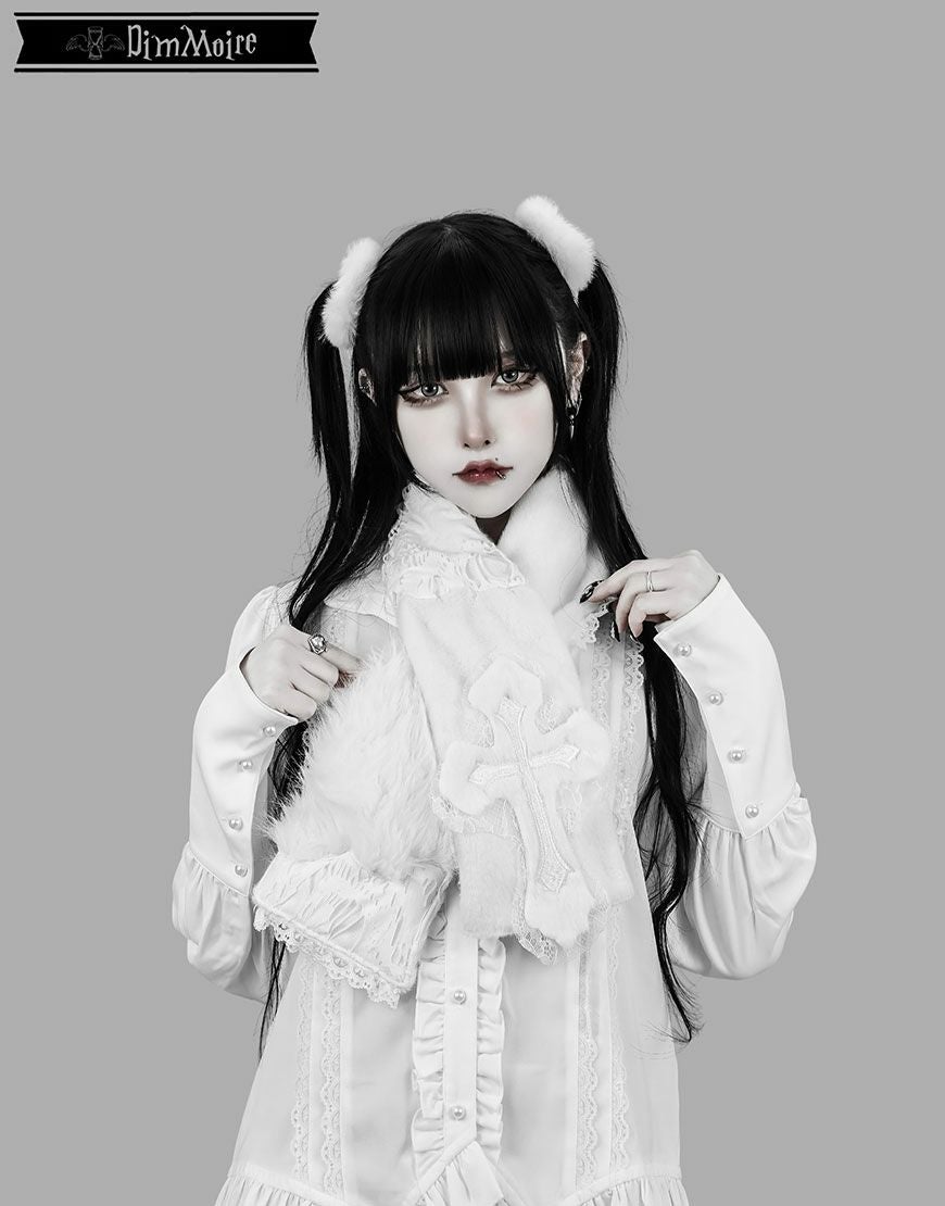 DimMoire【ディムモアール】十字の誓いつぎはぎマフラー/White