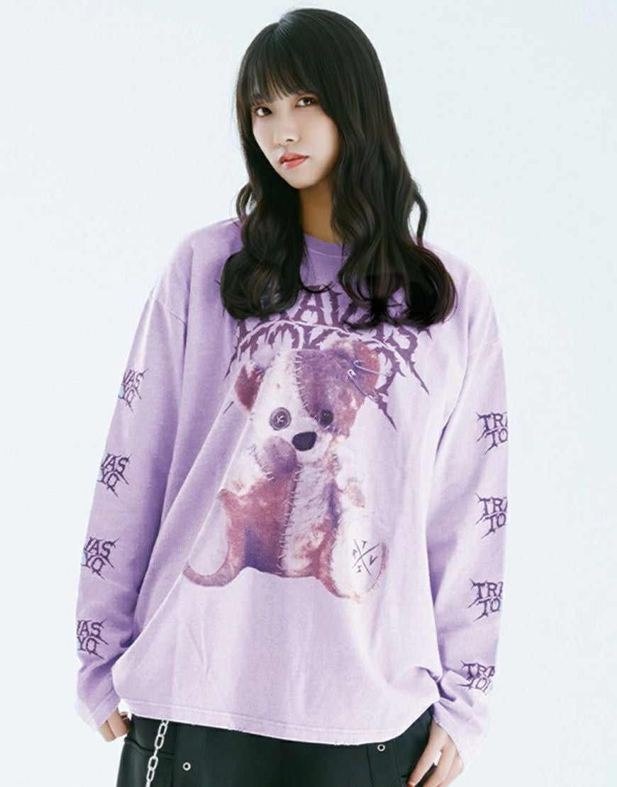 TRAVAS TOKYO【トラバストーキョー】バイオ加工継ぎはぎクマロンT/全3色