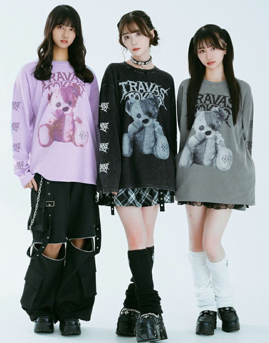TRAVAS TOKYO【トラバストーキョー】バイオ加工継ぎはぎクマロンT/全3色
