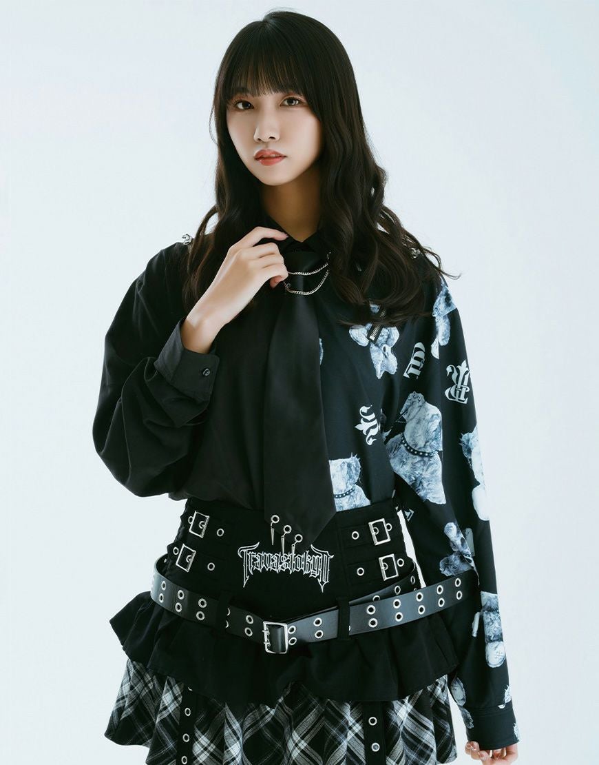 TRAVAS TOKYO【トラバストーキョー】ネクタイ付きバイカラー長袖シャツ