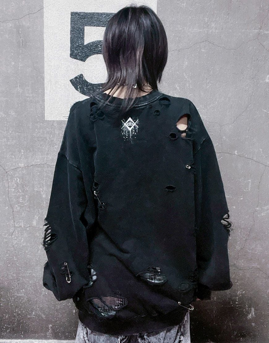 REFLEM【レフレム】スカルプリントダメージスウェット/全2色