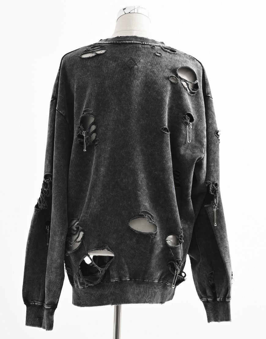 REFLEM【レフレム】スカルプリントダメージスウェット/全2色