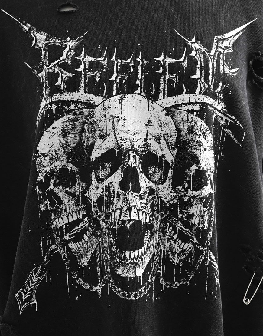 REFLEM【レフレム】スカルプリントダメージスウェット/全2色