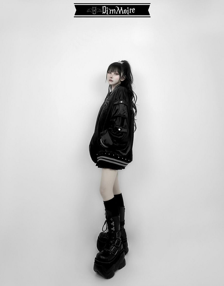 DimMoire【ディムモアール】Messy Bonesベロアスカジャン/Black