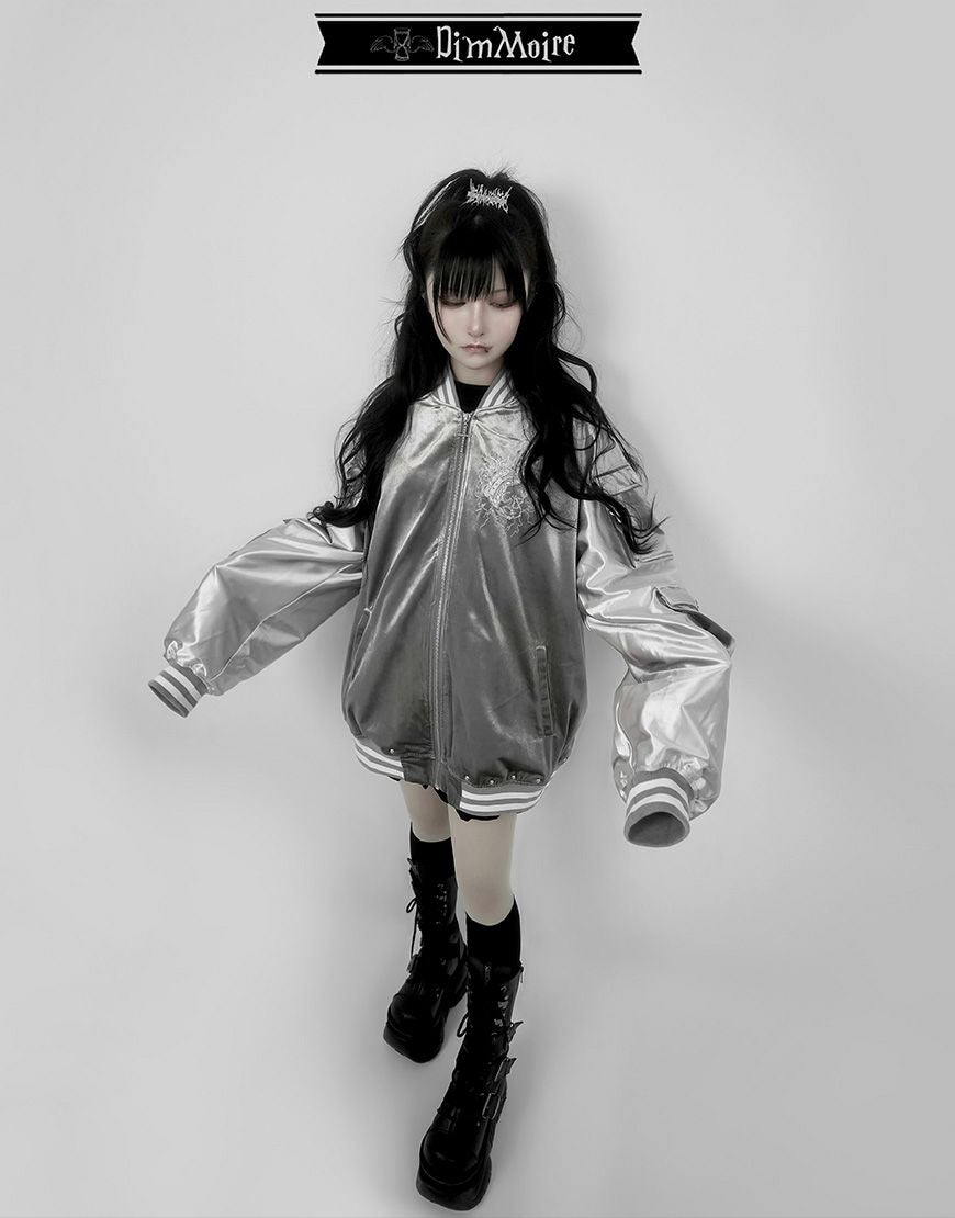 DimMoire【ディムモアール】Messy Bonesベロアスカジャン/Silver