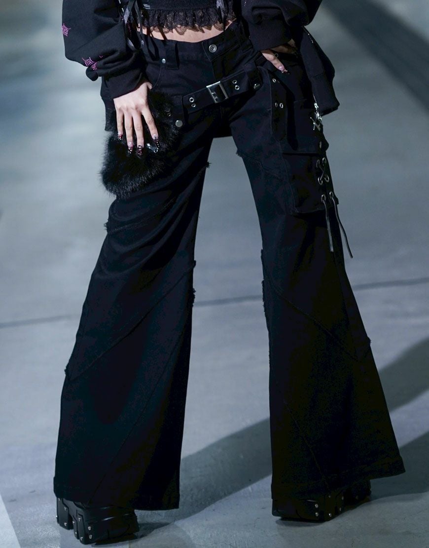 REFLEM【レフレム】ファーポーチベルト付フレアデニム/全2色