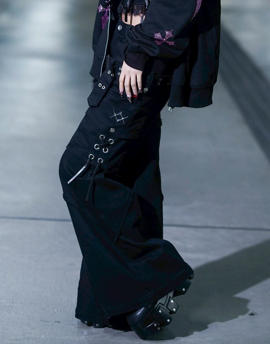 REFLEM【レフレム】ファーポーチベルト付フレアデニム/全2色