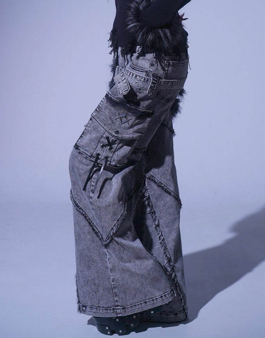 REFLEM【レフレム】ファーポーチベルト付フレアデニム/全2色