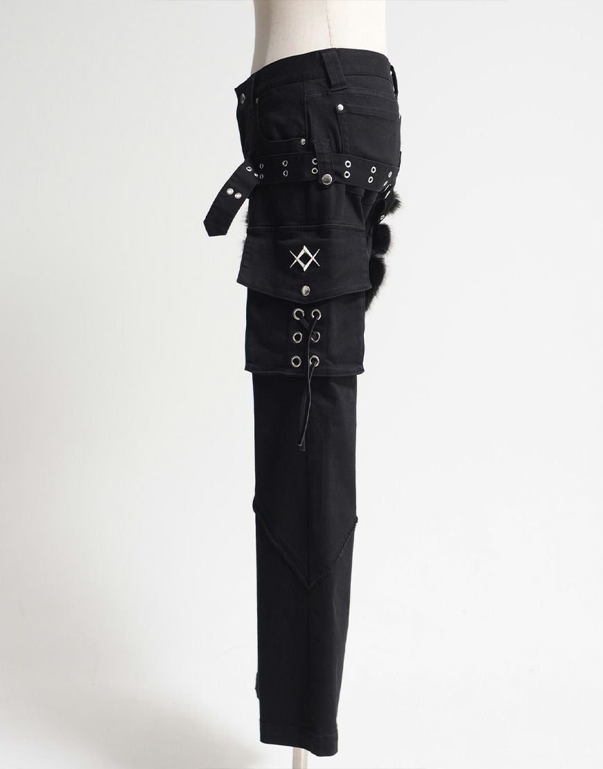 REFLEM【レフレム】ファーポーチベルト付フレアデニム/全2色