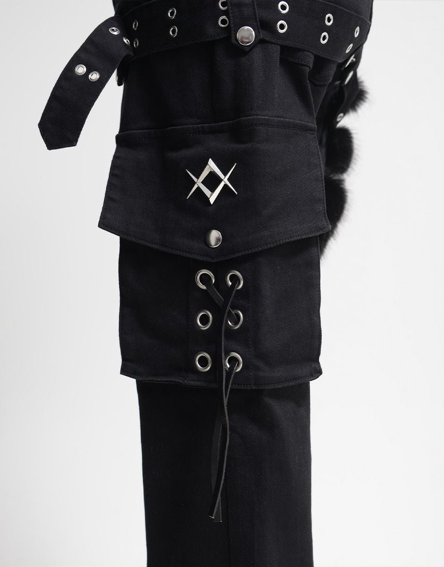 REFLEM【レフレム】ファーポーチベルト付フレアデニム/全2色