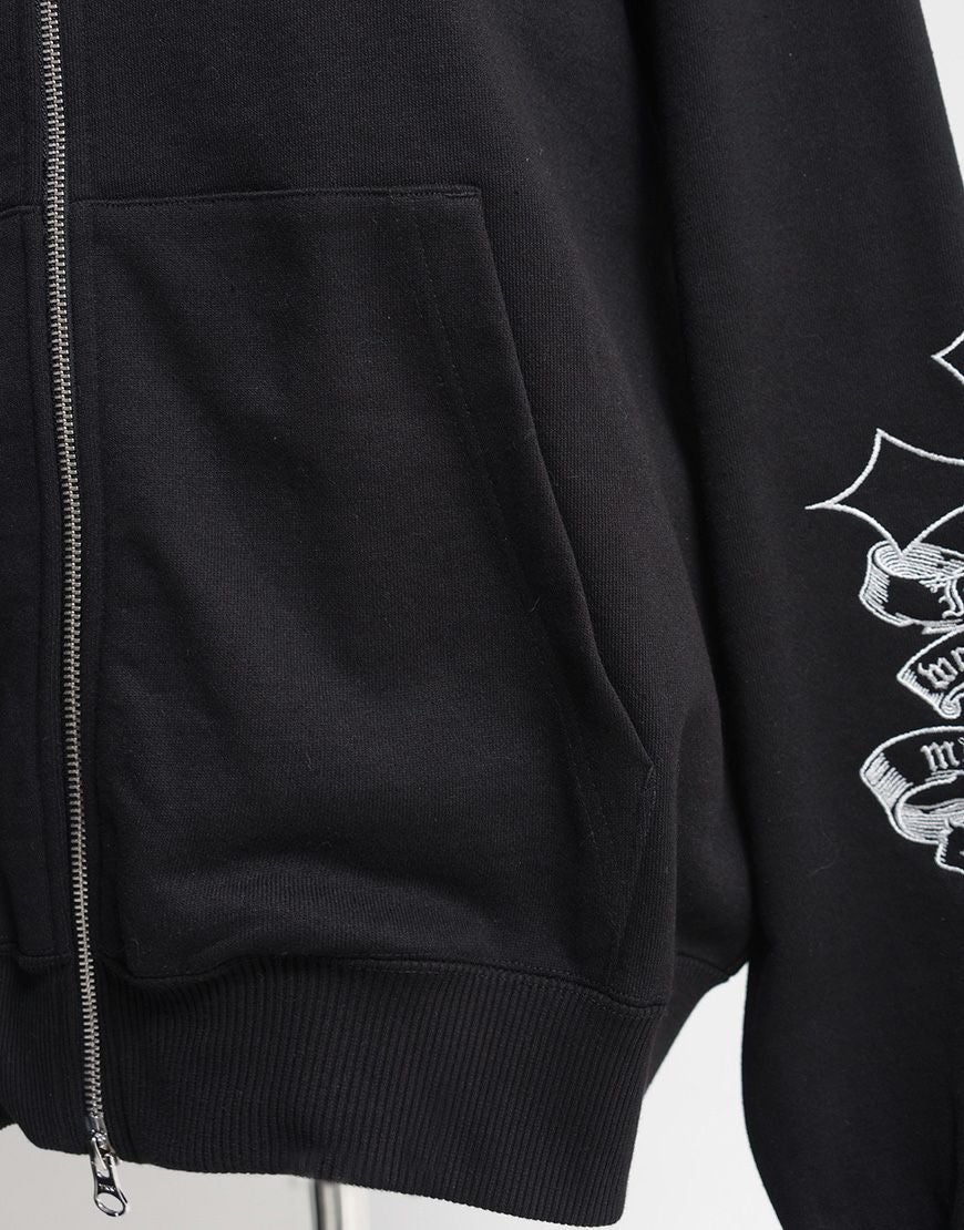 REFLEM【レフレム】ファー付きクロス刺繍ジップアップパーカー/全3色