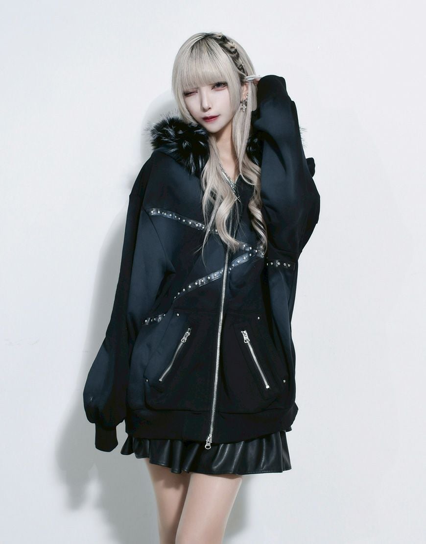 REFLEM【レフレム】ファー付きうさ耳ジップパーカー/全2色