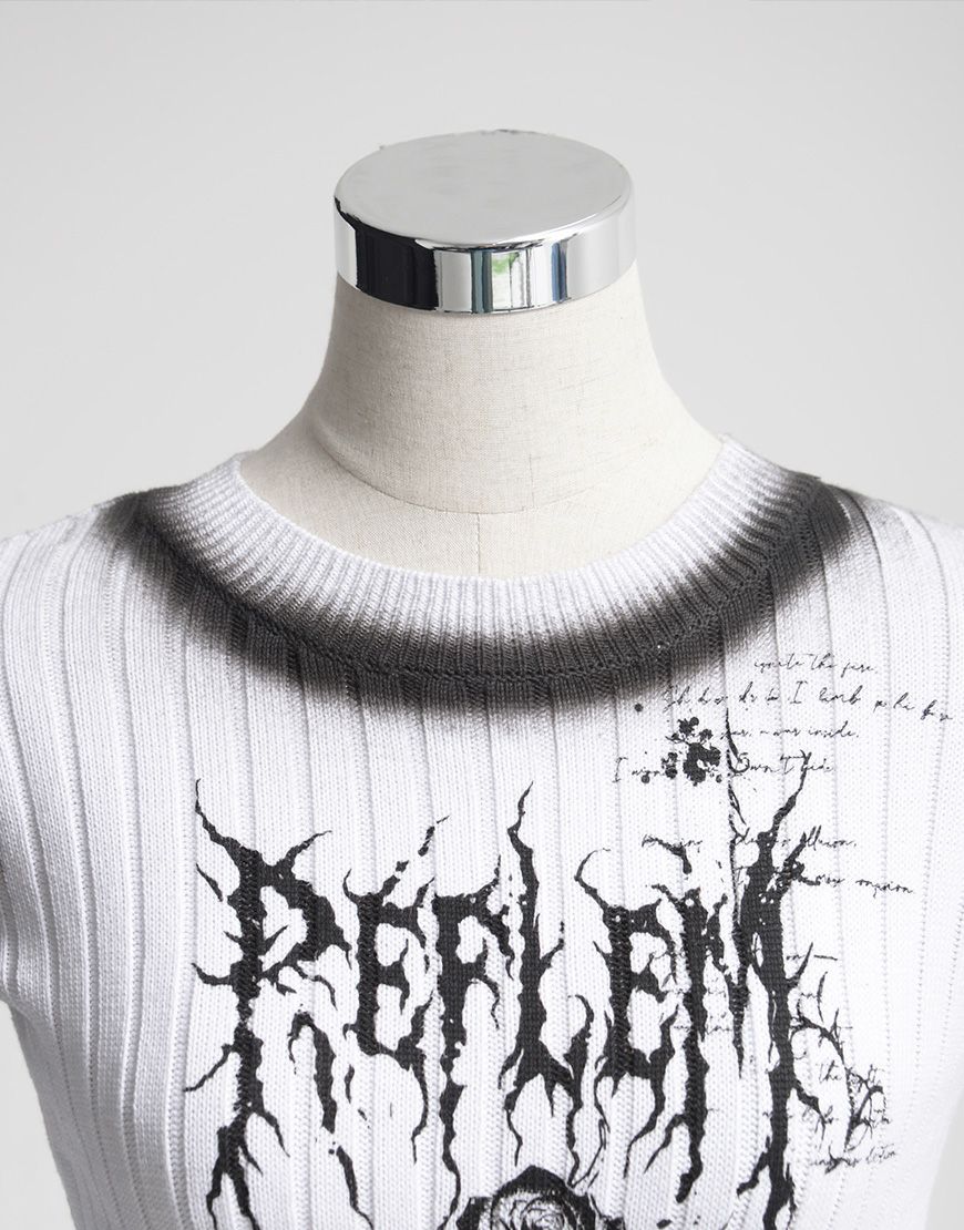 REFLEM【レフレム】スプレーダメージクロップリブニット/全2色