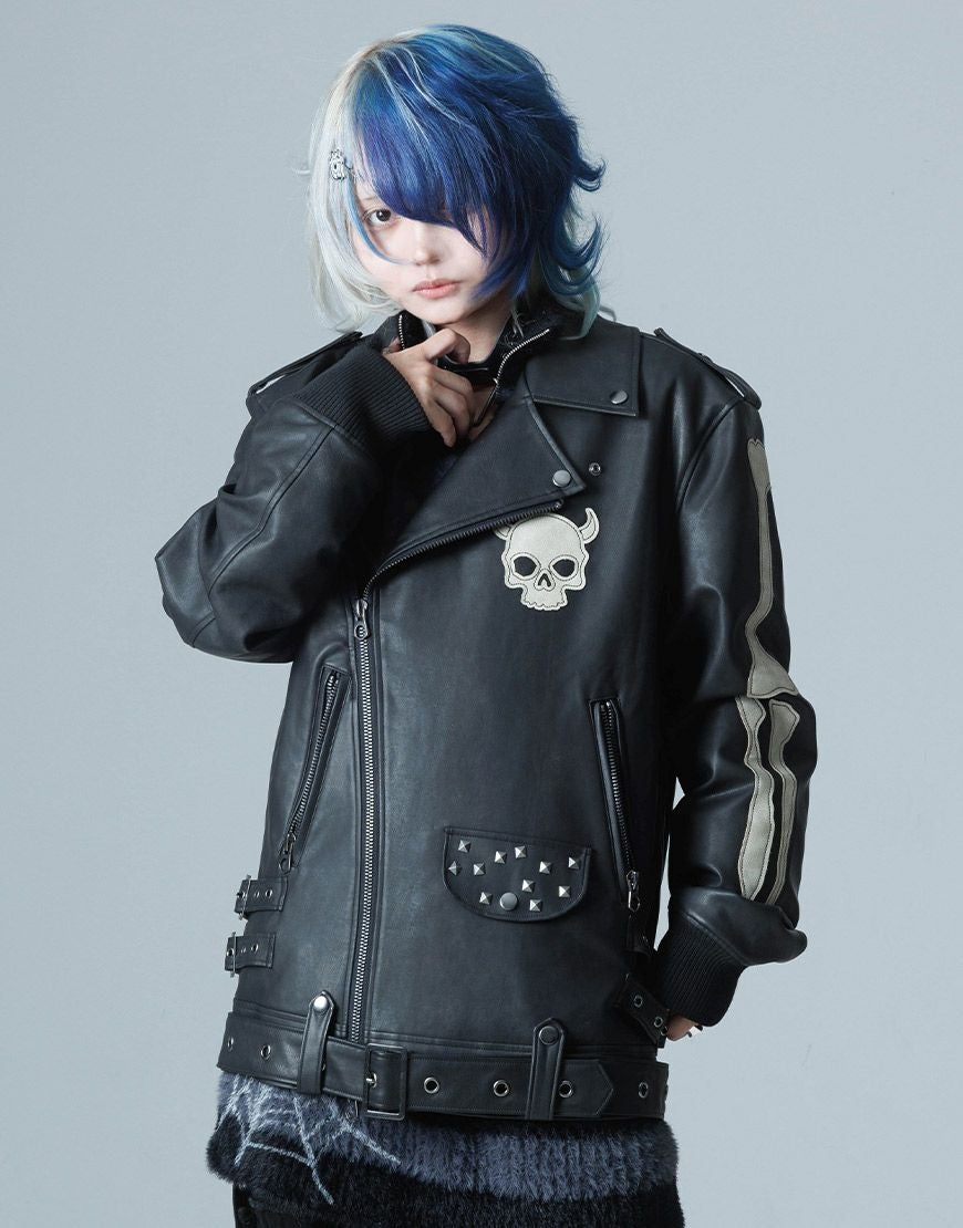 Gamchu【ガムチュ】加工BORNダブルライダース　Black×White Gamchu【ガムチュ】加工BORNダブルライダース/全2色