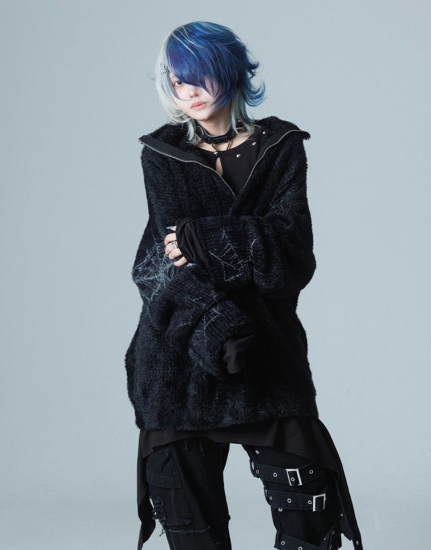 Gamchu【ガムチュ】Zakuro（ザクロ）格子編みフェザーハーフジップPO