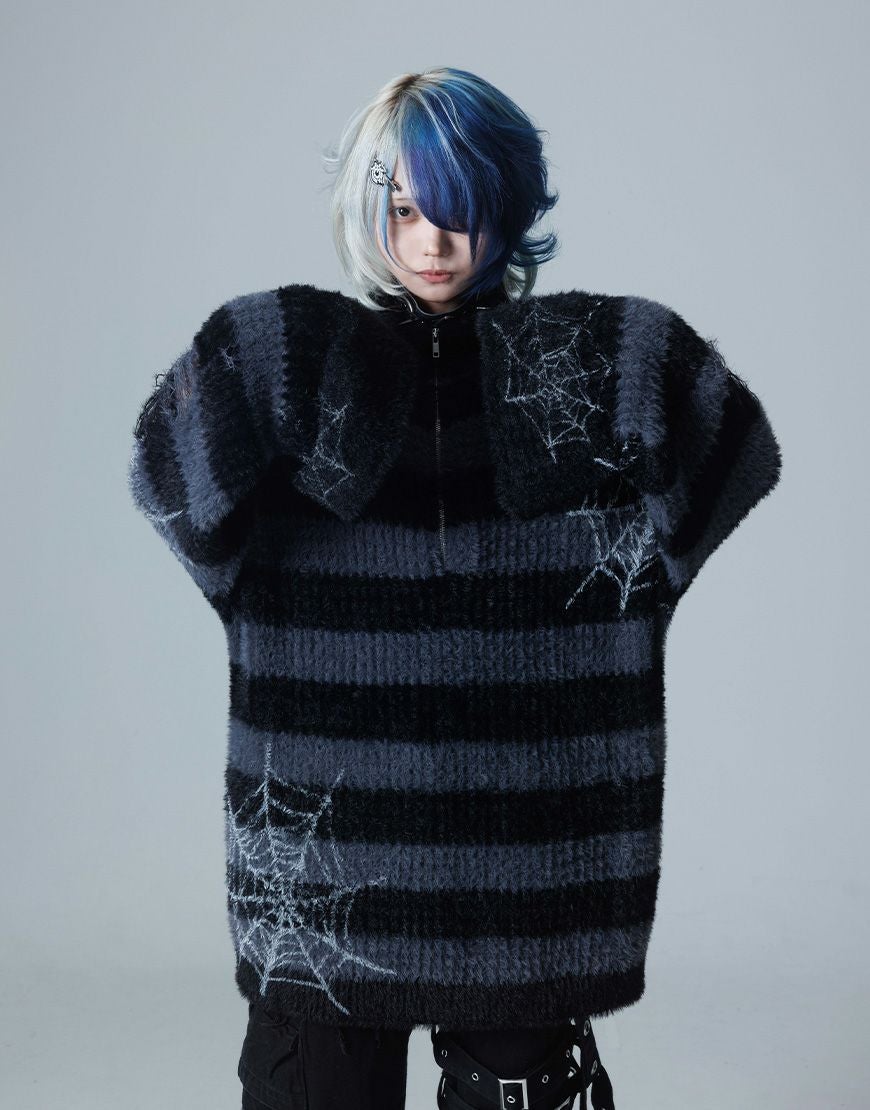 Gamchu【ガムチュ】Zakuro（ザクロ）格子編みフェザーハーフジップPO