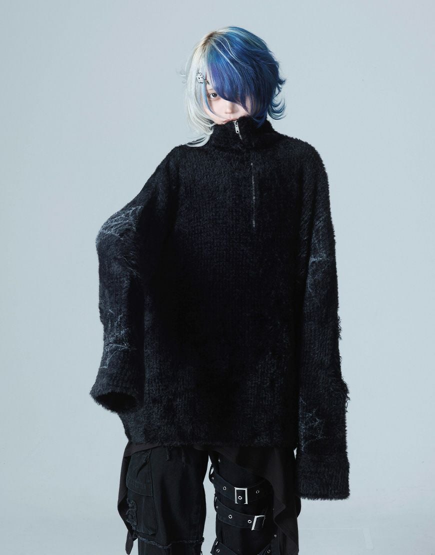 Gamchu【ガムチュ】Zakuro（ザクロ）格子編みフェザーハーフジップPO