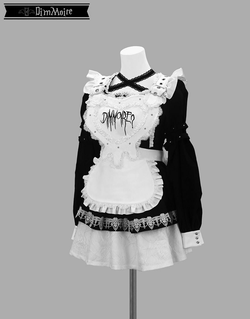 DimMoire【ディムモアール】 Drip Heartメイドワンピース/Black×White