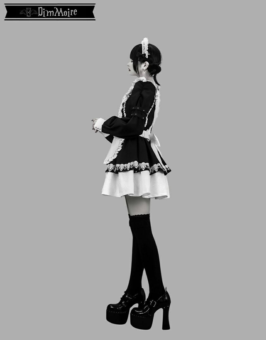 DimMoire【ディムモアール】 Drip Heartメイドワンピース/Black×White