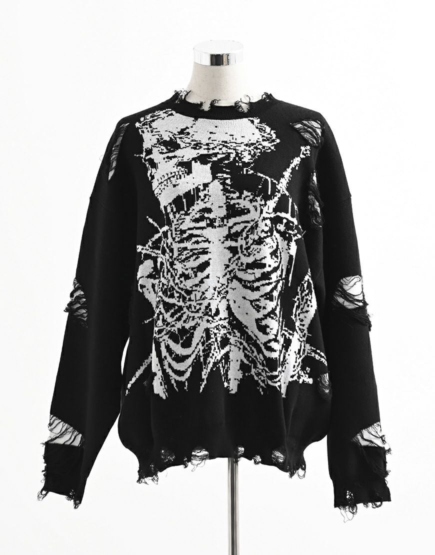 REFLEM【レフレム】スカル柄ジャガードニットプルオーバー/全3色