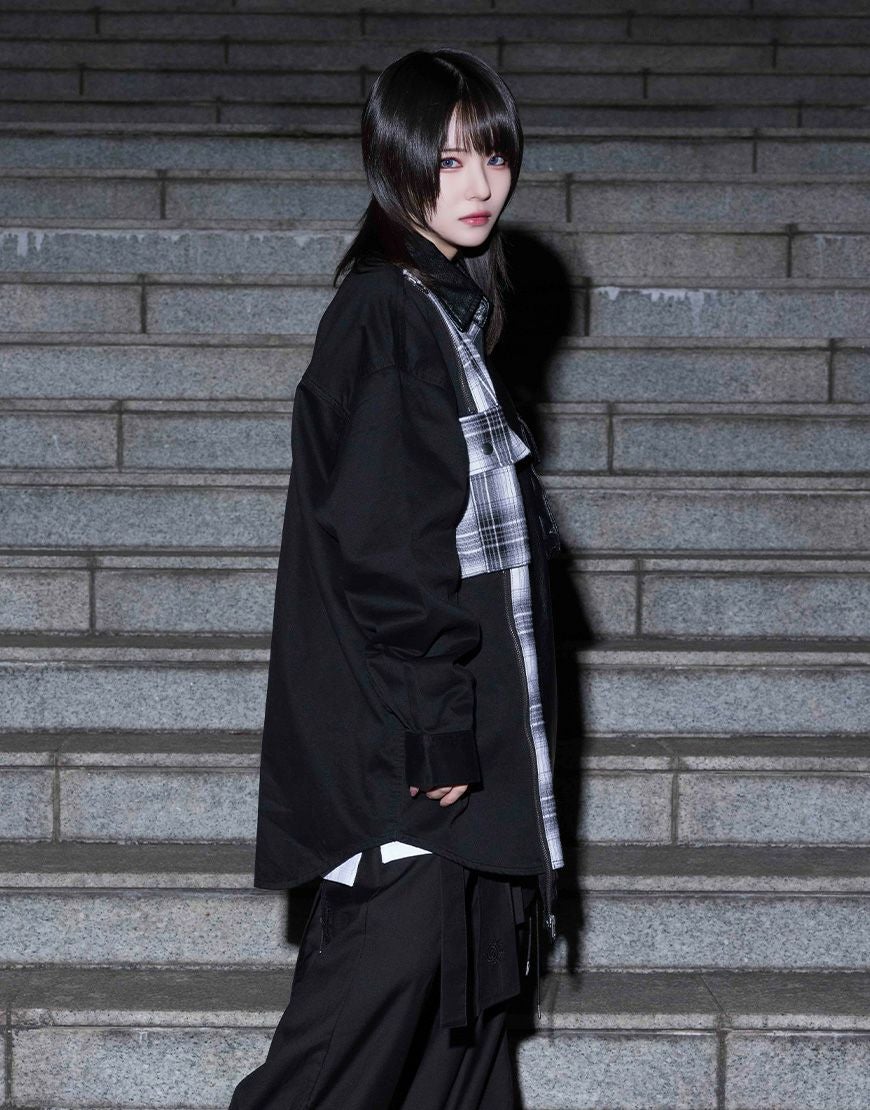 AdaNous【アダナス】mixed-material shirt/全2色