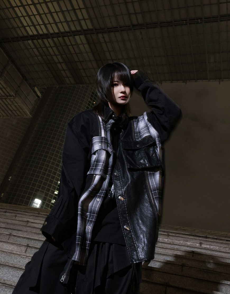 AdaNous【アダナス】mixed-material shirt/全2色