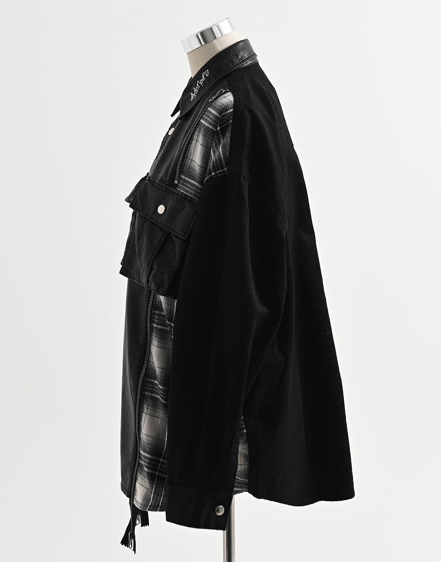 AdaNous【アダナス】mixed-material shirt/全2色