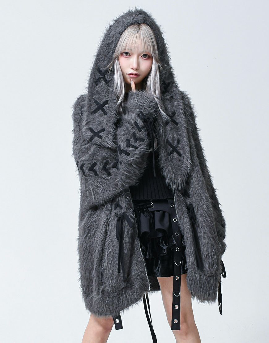 REFLEM【レフレム】うさ耳フェザーヤーンニットジップパーカー/全3色