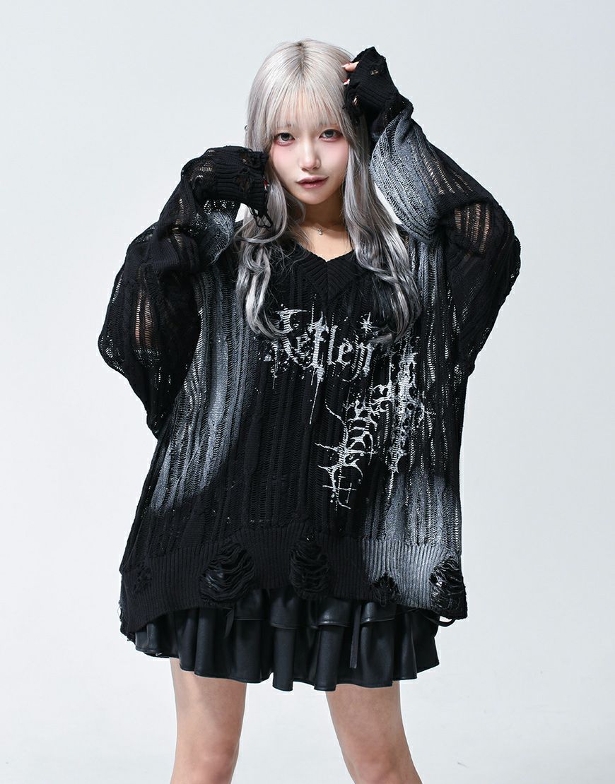 REFLEM【レフレム】クラッシュクロスWジャガードカーディガン/全2色