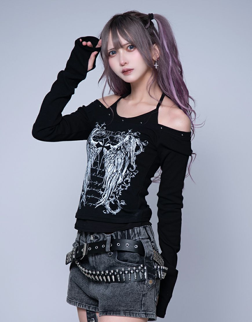 DimMoire【ディムモアール】サイドフリルミニスカート/Black