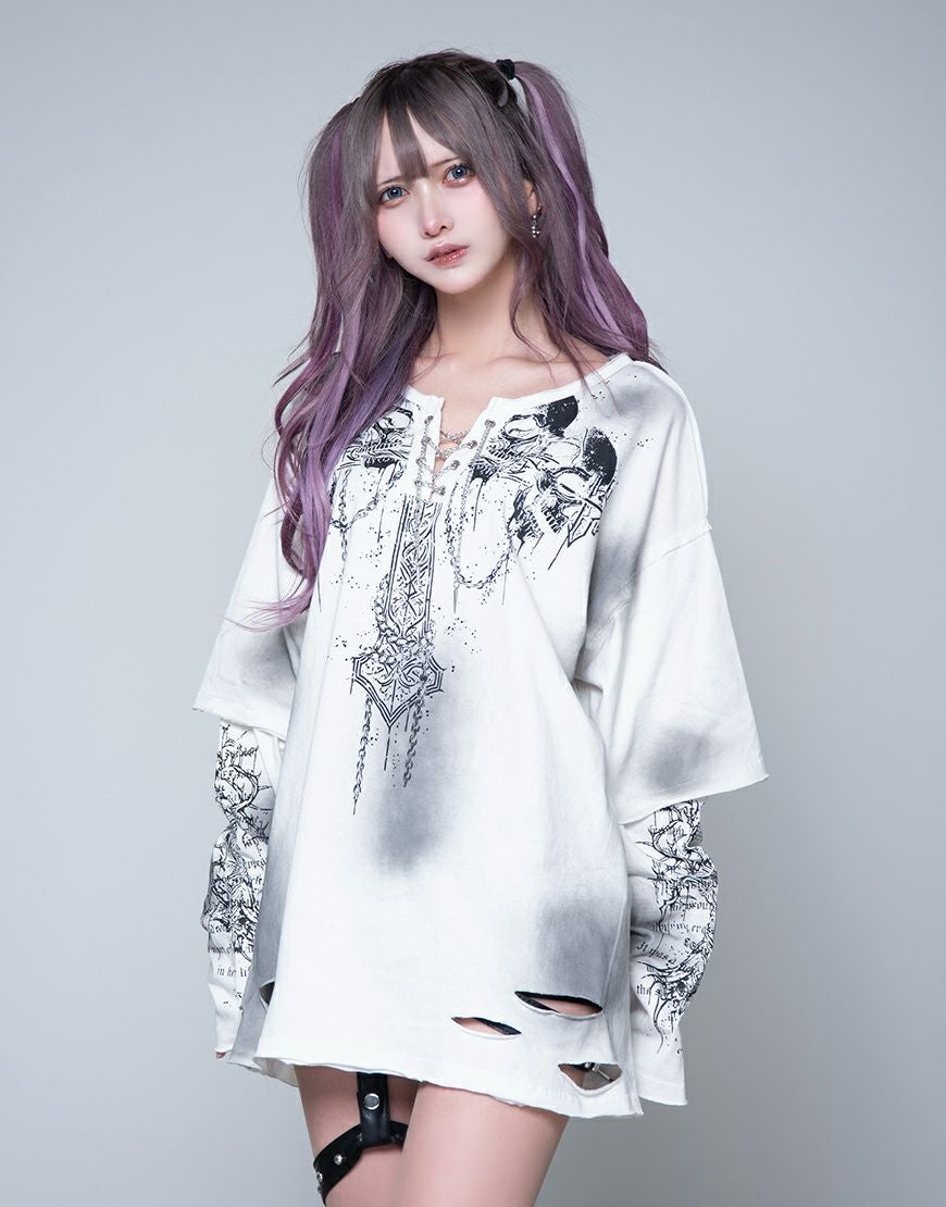 REFLEM【レフレム】スカルグランジレイヤーロンT/全3色