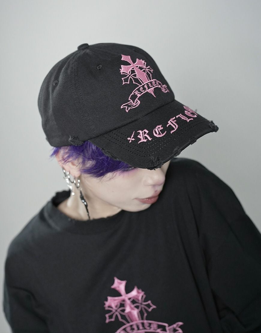 REFLEM【レフレム】クロス刺繍ダメージデニムキャップ/全3色