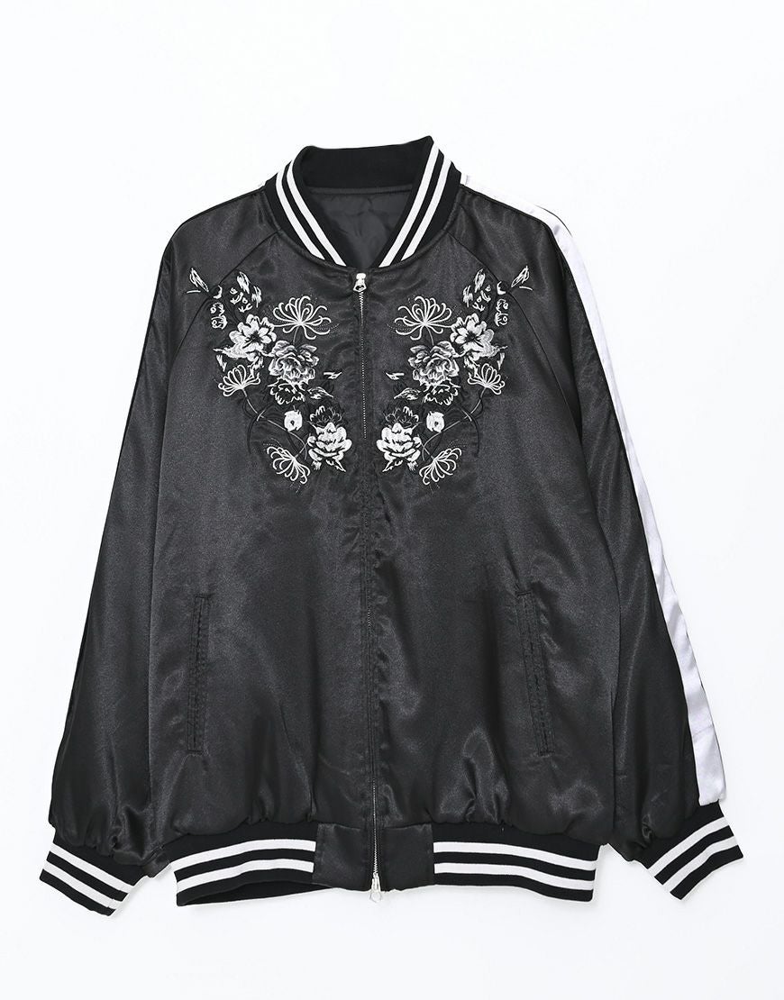 【値下げ】AdaNous【アダナス】スカジャンBlack×Gray(黒×グレイ) AdaNous【アダナス】peony painting longshirt/全2色