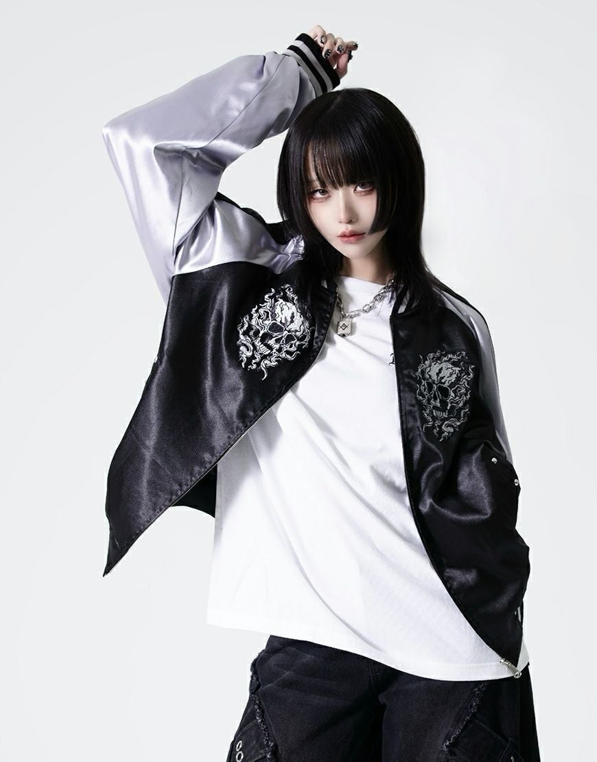 REFLEM【レフレム】スカル刺繍闇艶スカジャン/全2色