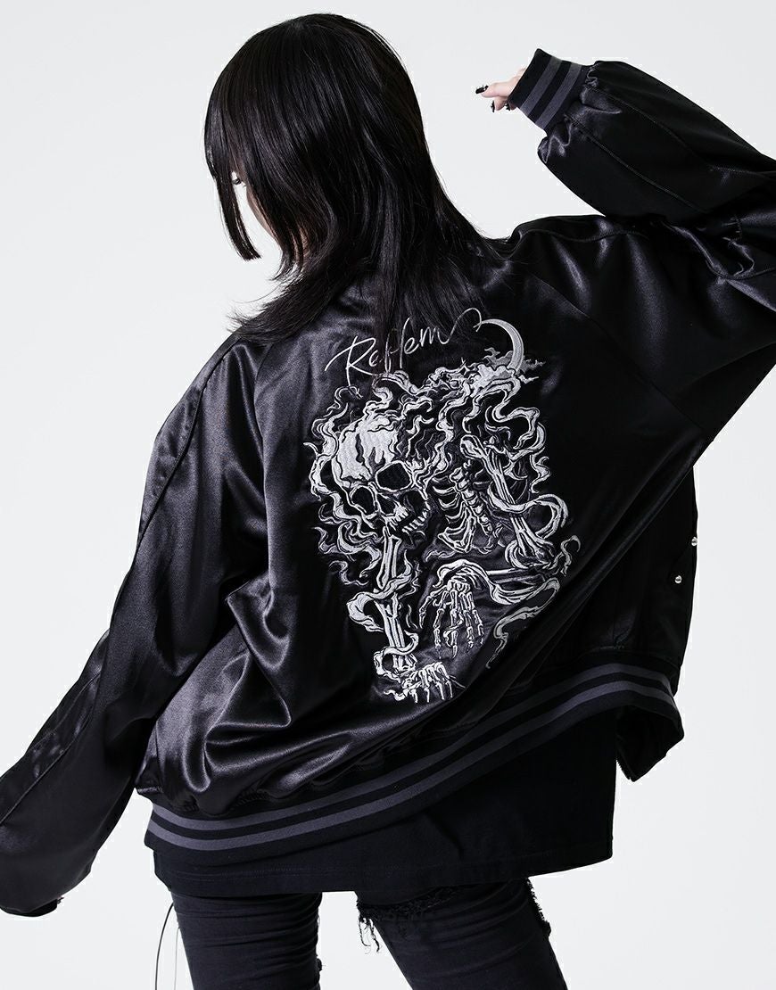 REFLEM【レフレム】スカル刺繍闇艶スカジャン/全2色