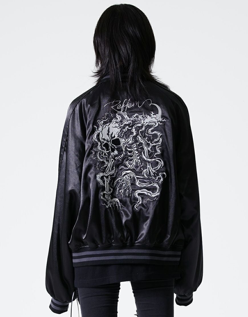 REFLEM【レフレム】スカル刺繍闇艶スカジャン/全2色