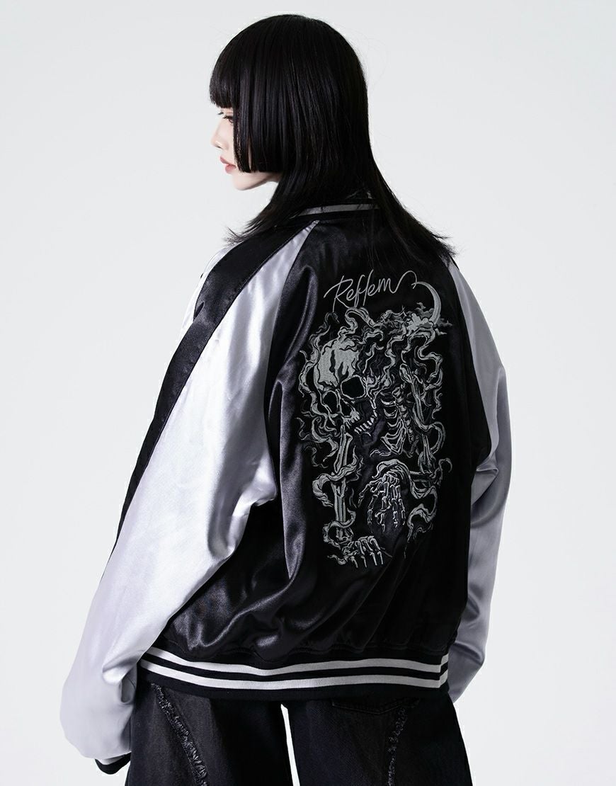 REFLEM【レフレム】スカル刺繍闇艶スカジャン/全2色